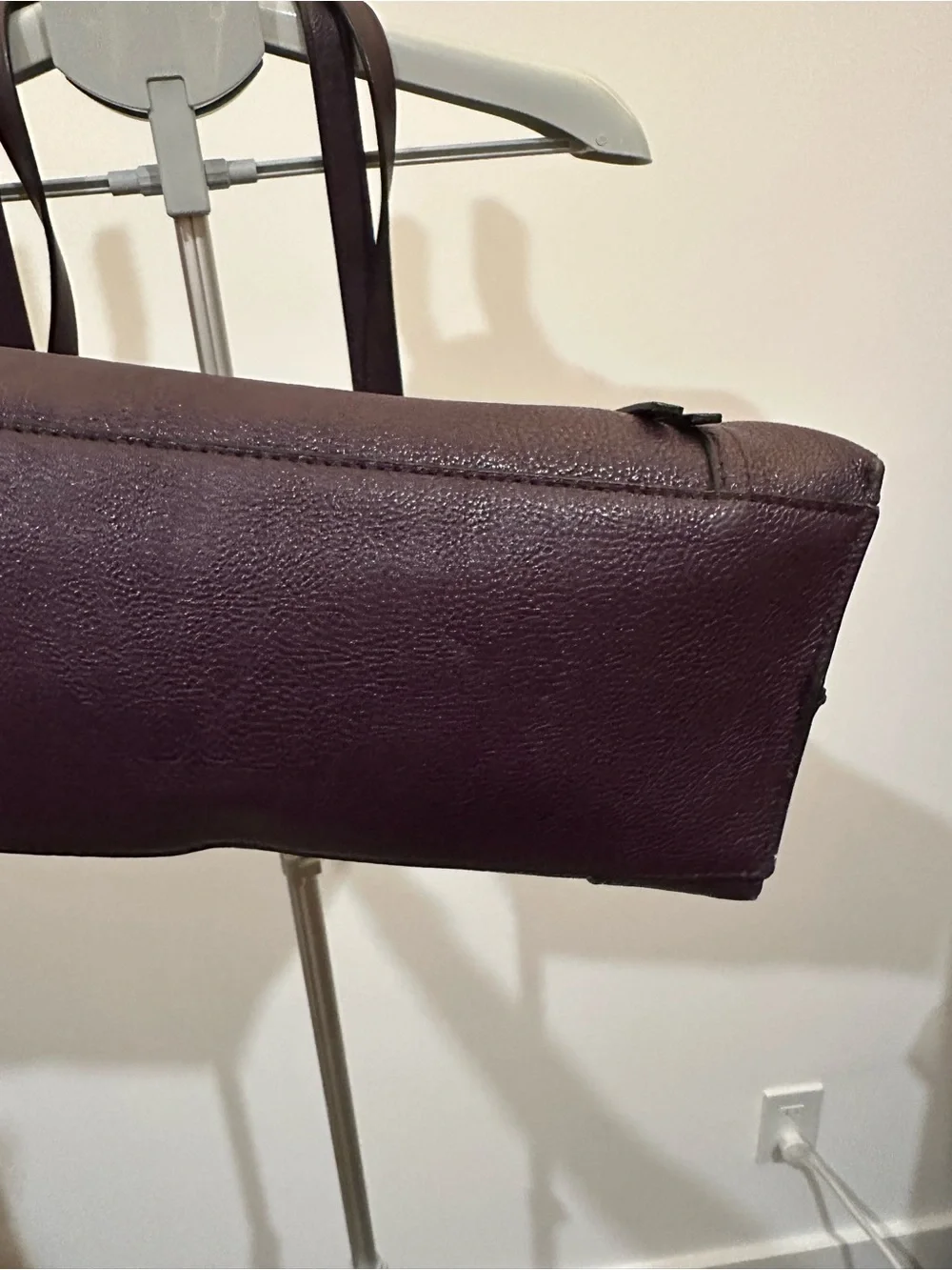 Calvin Klein Deep Purple Leather Tote with Gold Accents - Picture 6 of 15